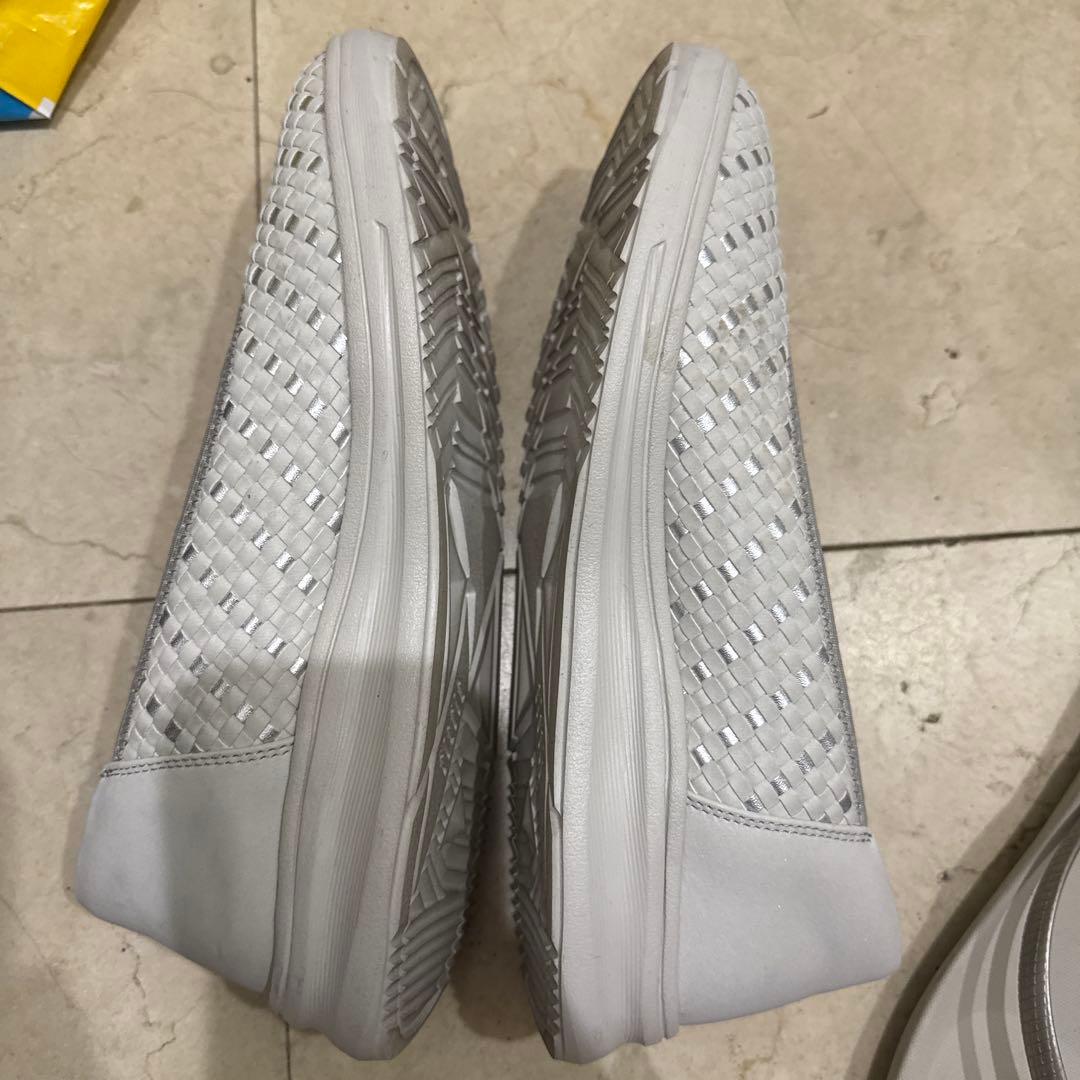 グレー スリッポンシューズ ライムグリーン