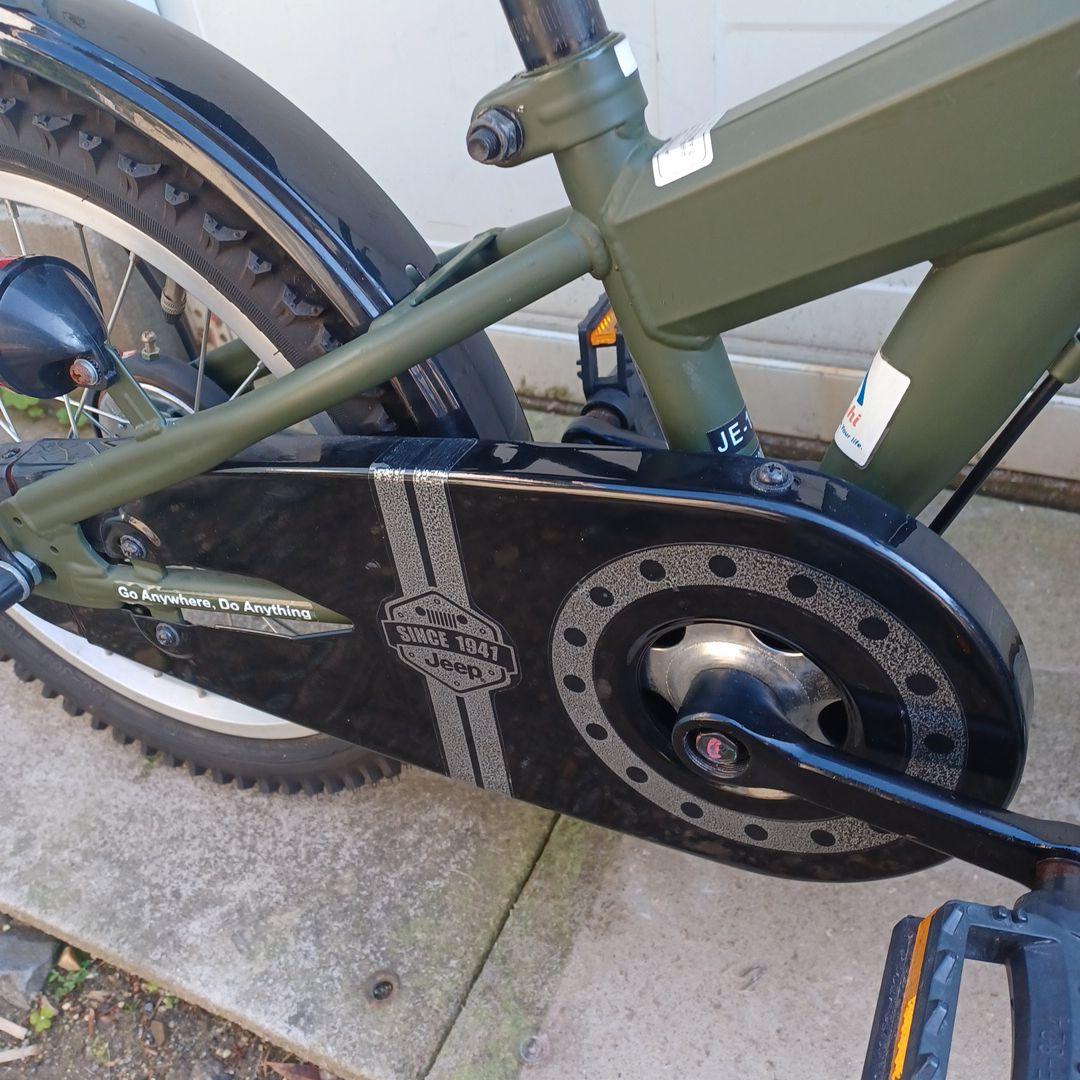 【引取限定】Jeep 16インチ 自転車 補助輪無し　 オリーブグリーン