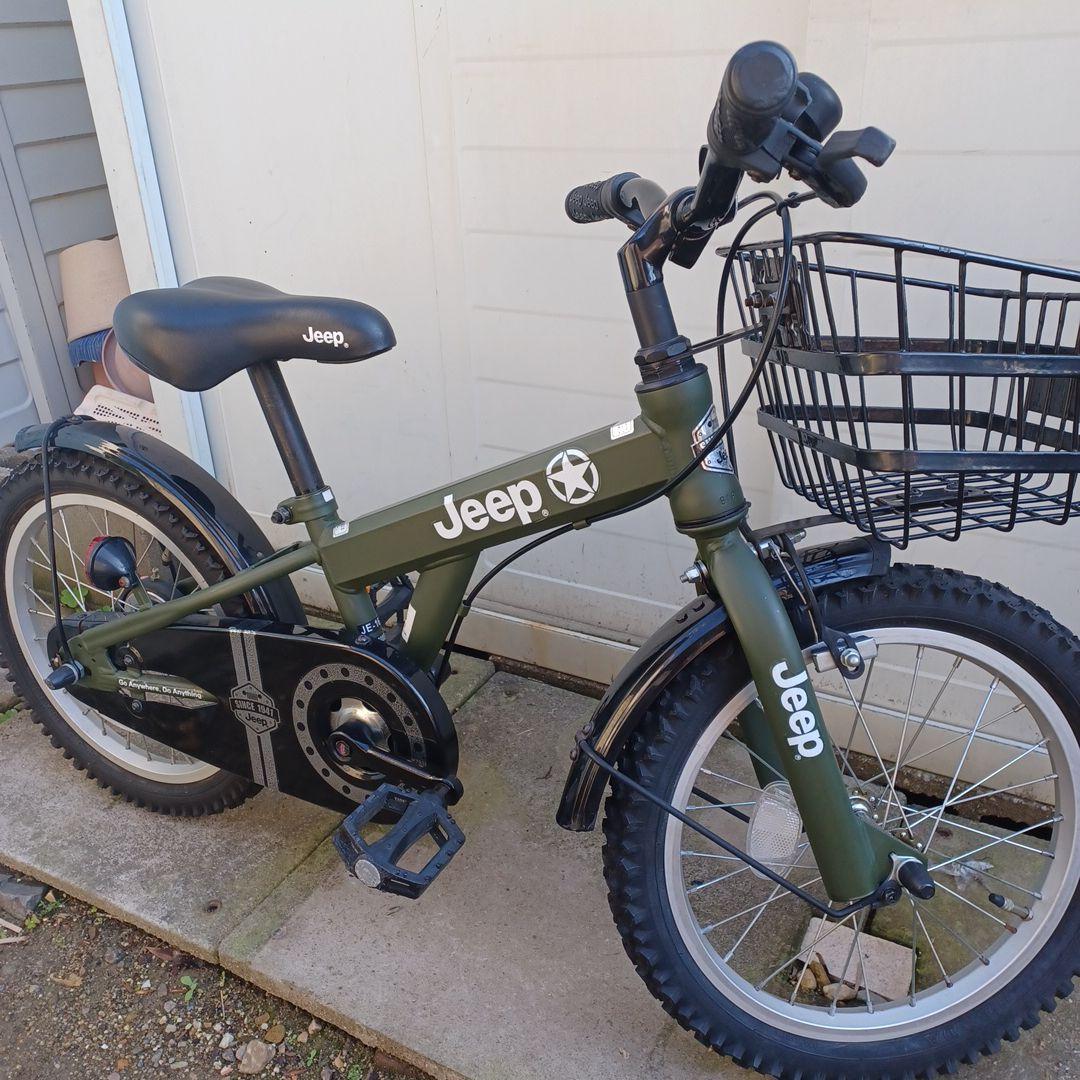 【引取限定】Jeep 16インチ 自転車 補助輪無し　 オリーブグリーン