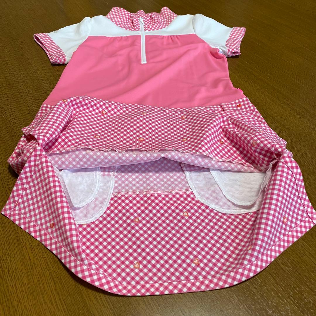 ビバハート　ゴルフ　ワンピース　ピンク　白　フリル　ハート　レディースＬ　極美品