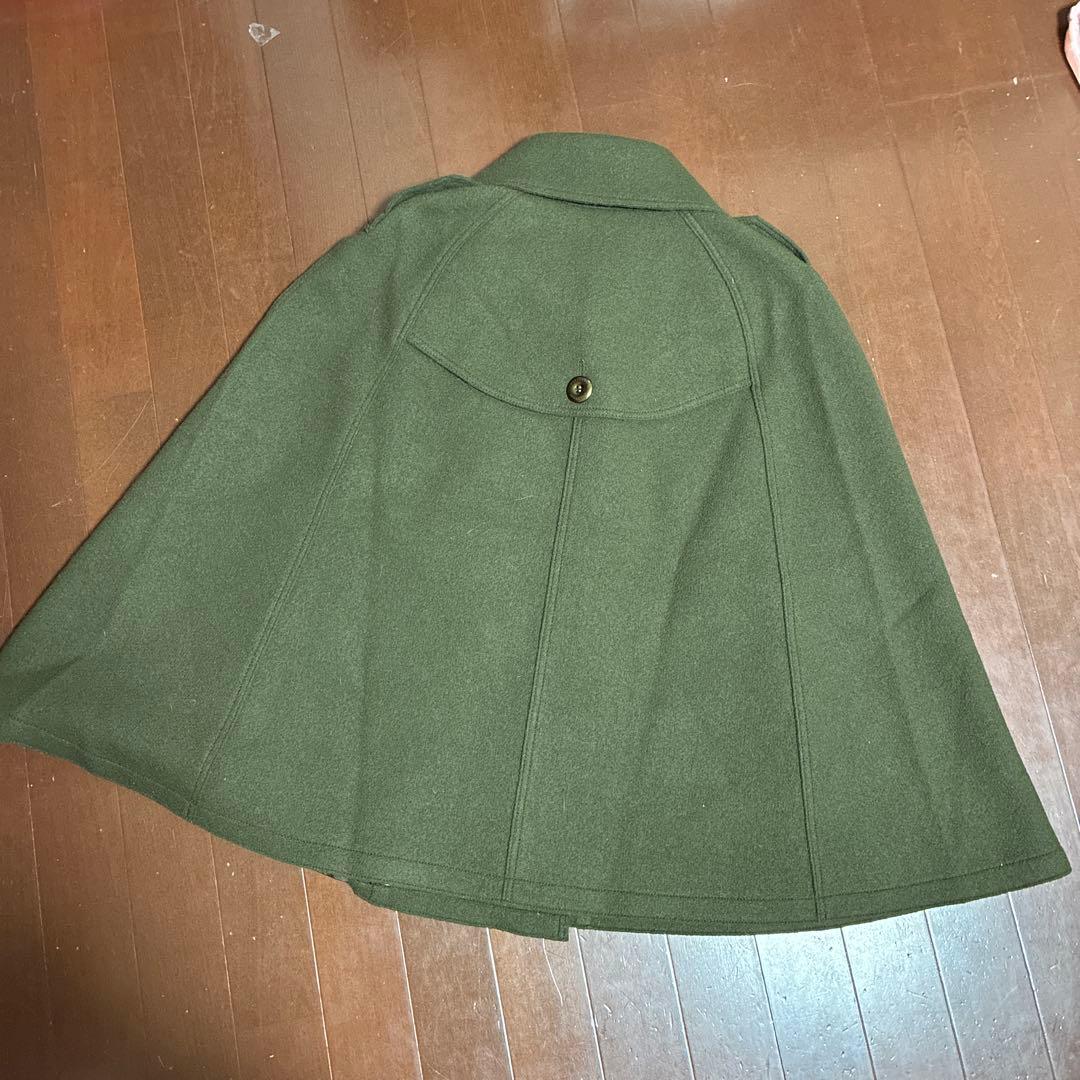 バーバリーロンドン ポンチョ ケープコート ウール100% カーキ 日本製