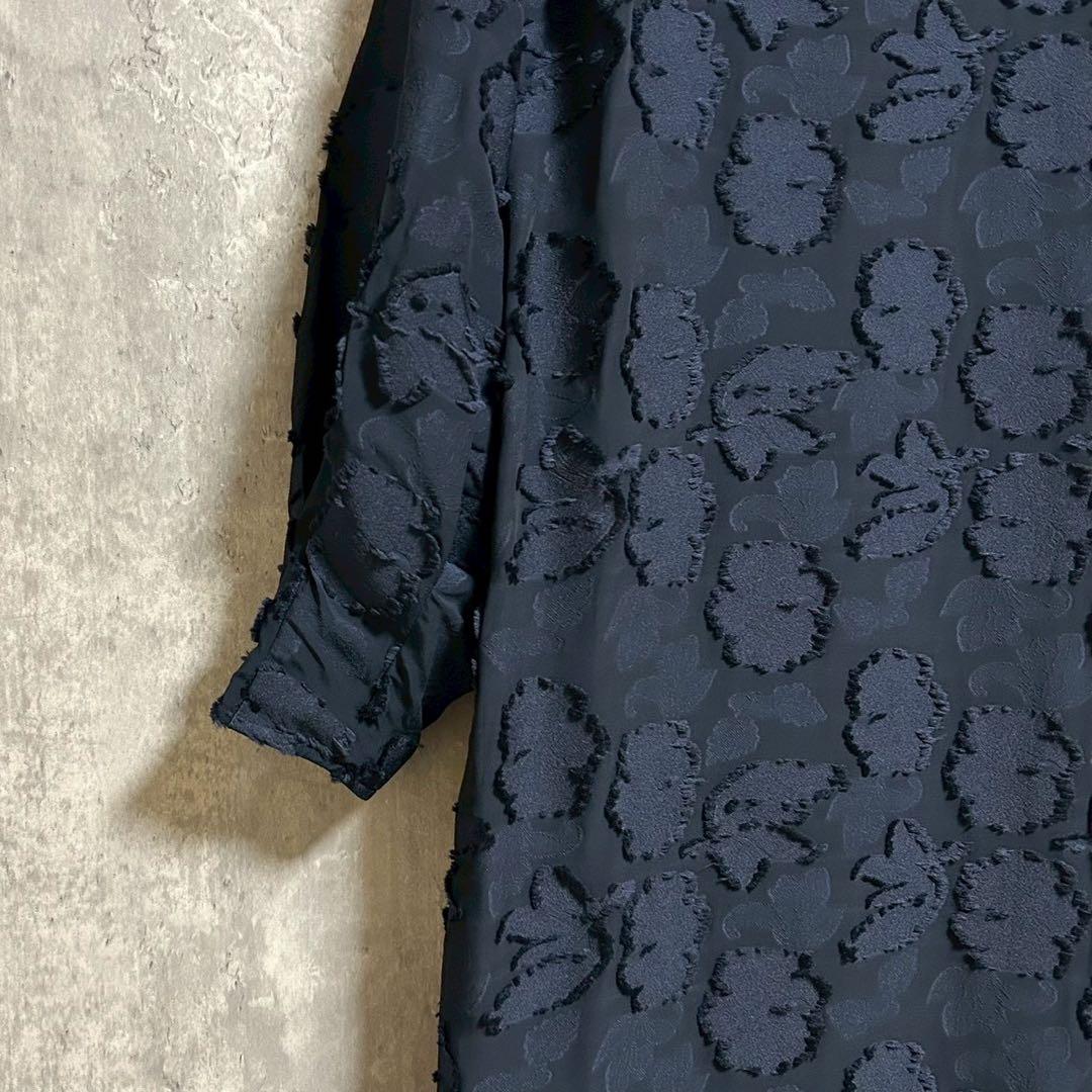 美品 INED la veille 花柄ジャガードワンピース ブラック F