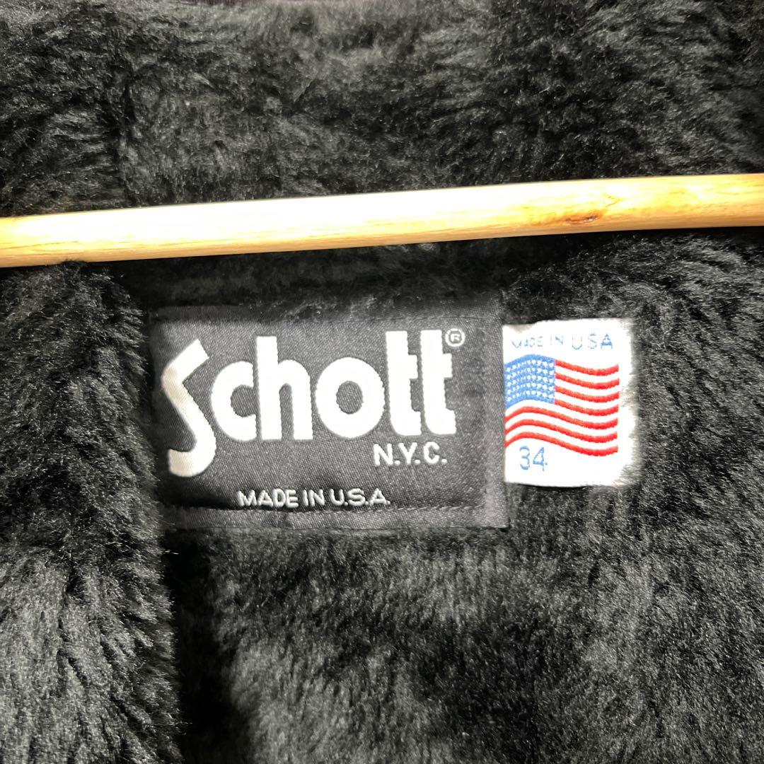 Schott 641 シングルライダース　 ボアライナー付 サイズ34 ブラック