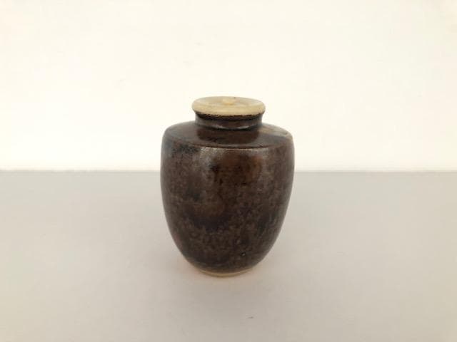 茶道具 松古窯 佐久間芳山 肩衝茶入 萬古 共箱 茶道