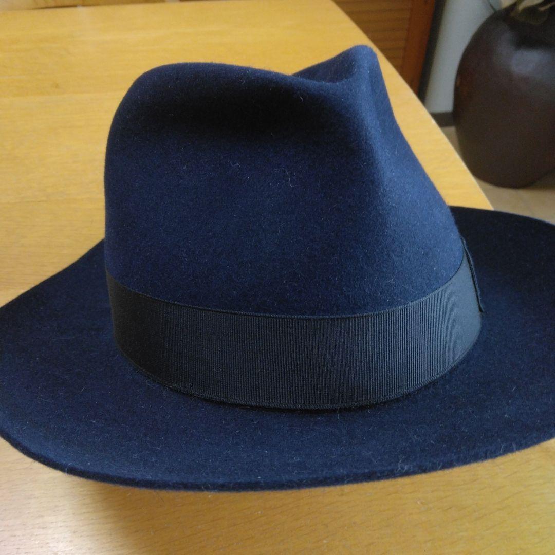 美品　イタリア製　BoRSalino ネイビー ウール フェルトハット