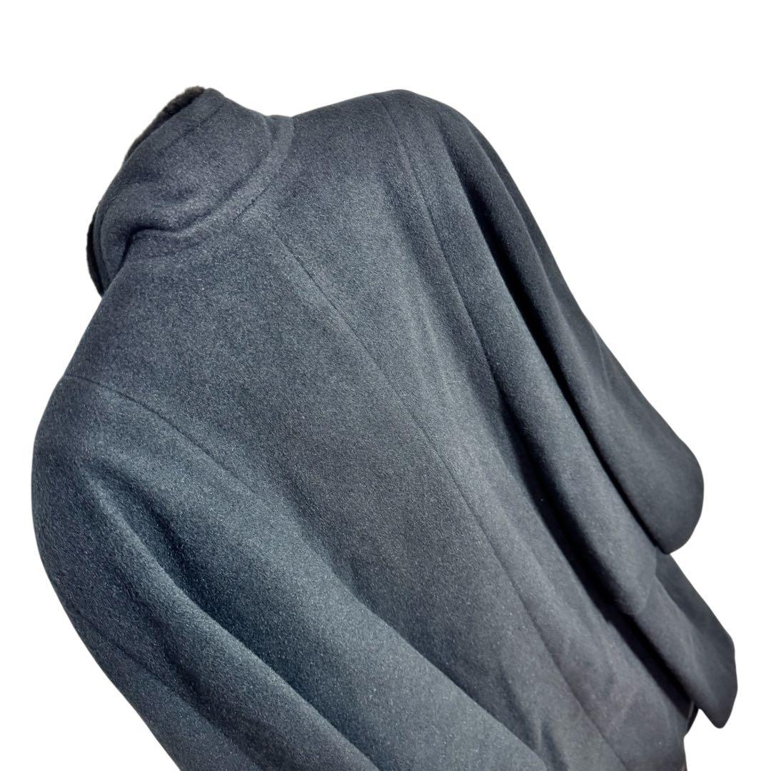 美品 希少デザイン Hanamura アンゴラファー付きケープコート 大人可愛い