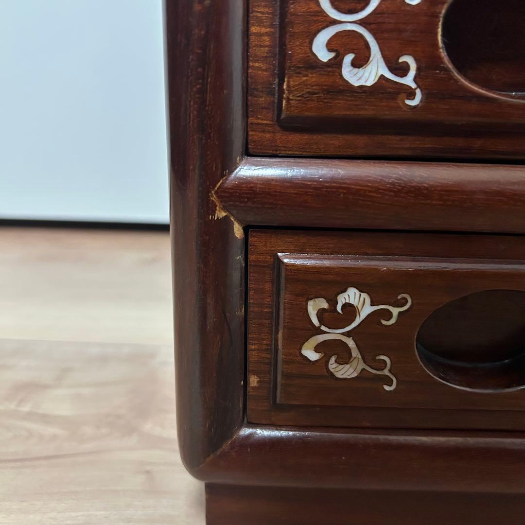 ナ*コ様 昭和レトロ 螺鈿細工 和箪笥 3段6杯 葡萄文様 アンティーク高級チェ