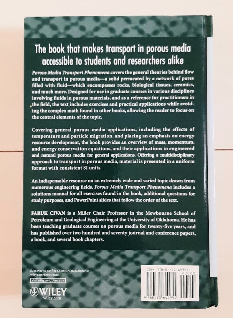 洋書 Porous Media Transport Phenomena