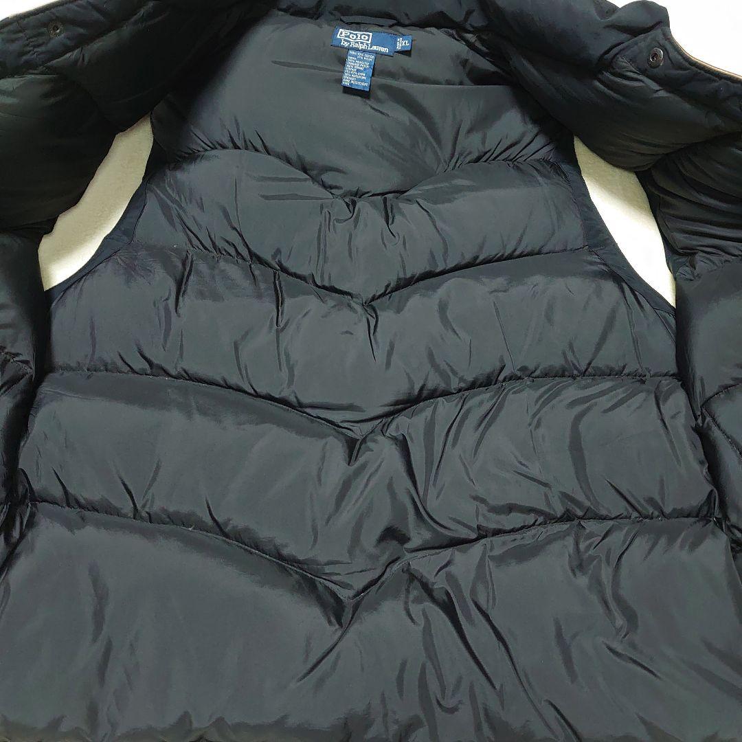 90s RalphLauren　ダウンベスト　レザー切り替え XL ブラック