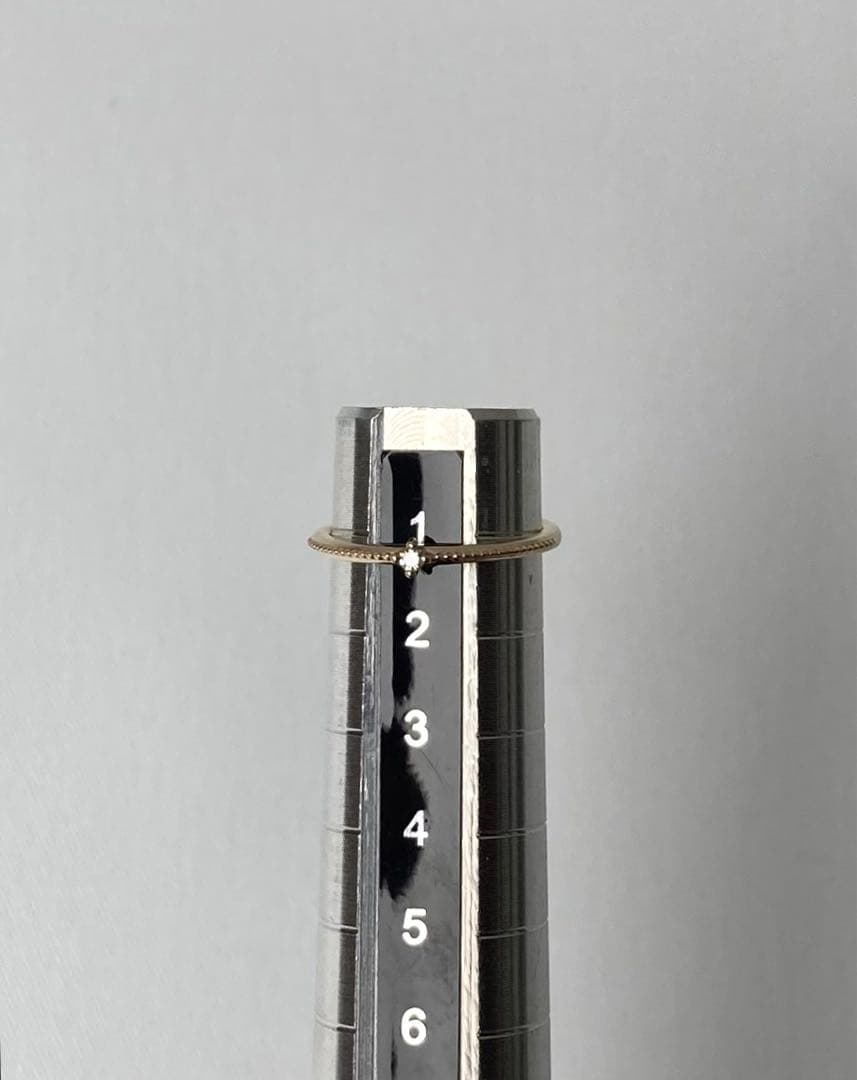 エテ　1P ダイヤモンド　ミル打ライン　イエローゴールド　ピンキーリング　k10