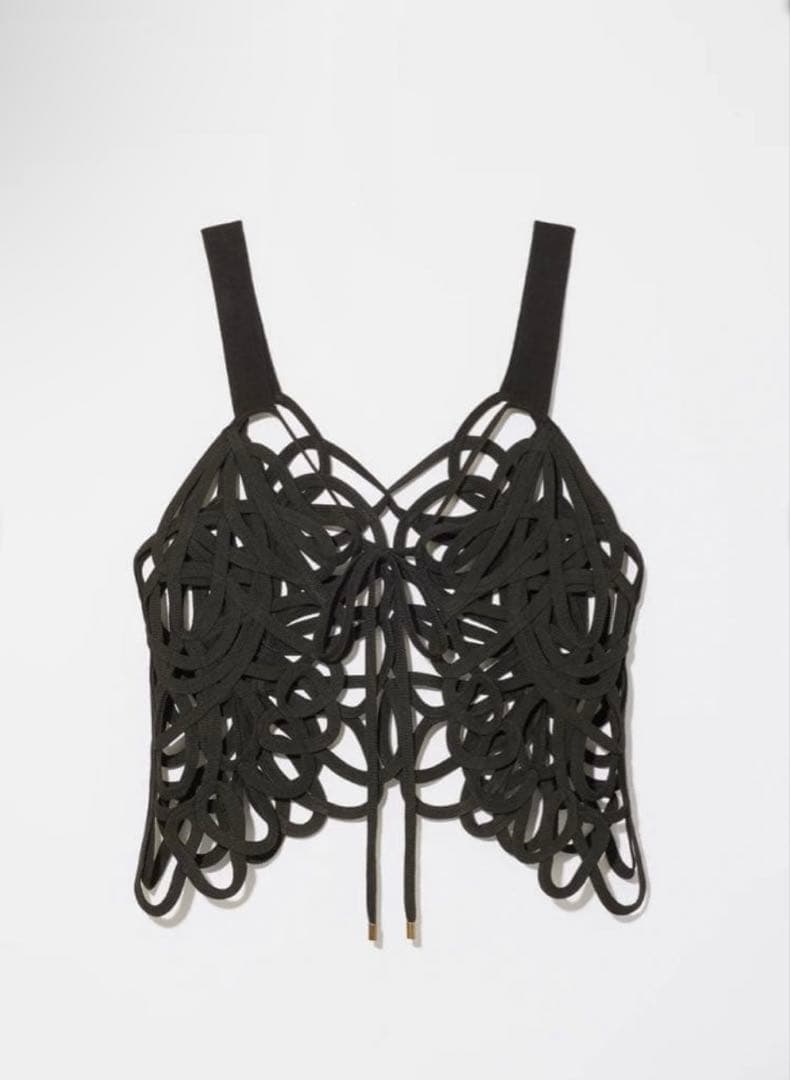 Eaphi EMBROIDERY CORD VEST ブラック