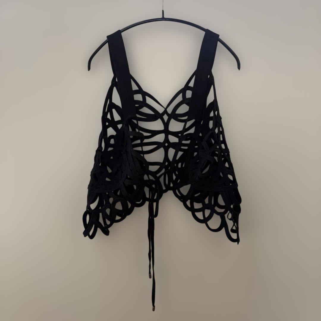 Eaphi EMBROIDERY CORD VEST ブラック