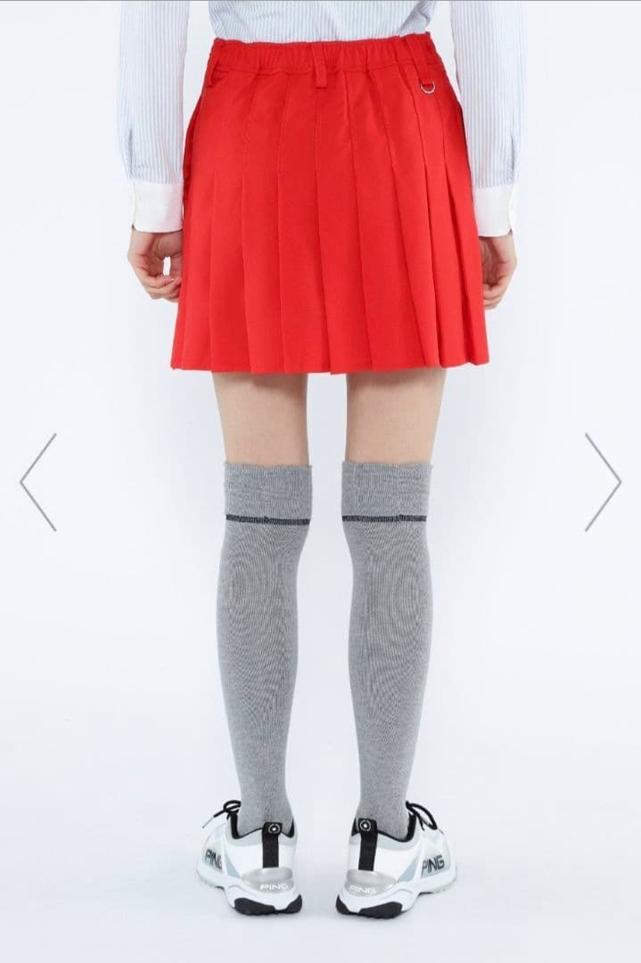 美品 PING レディース プリーツ スカート 赤 S ストレッチ