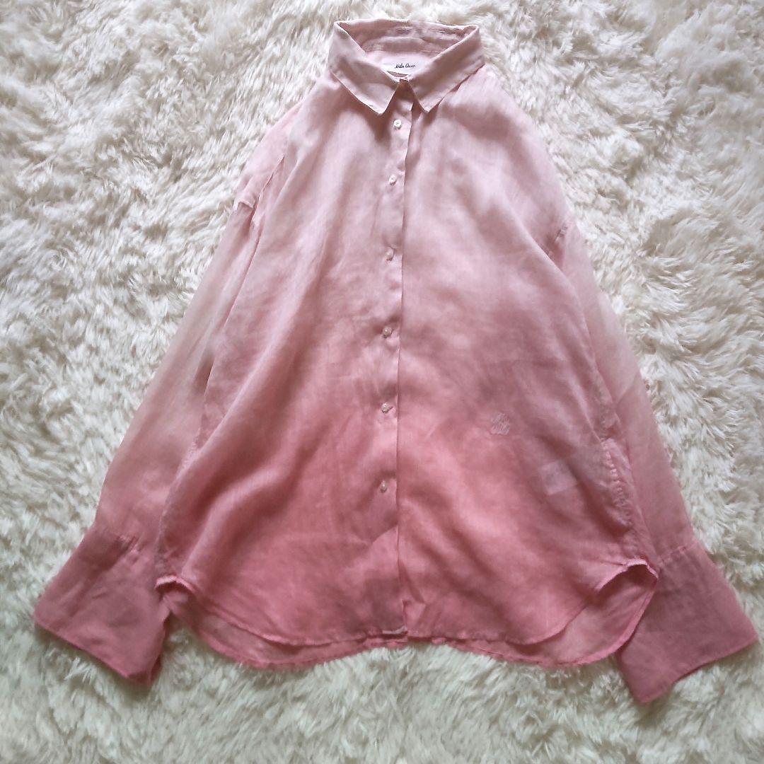 ミラオーウェン ピュアラミーリネン100%きれい色 オーバーサイズシャツ♪刺繍