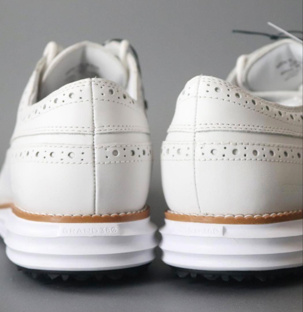 新品【コールハーン ゴルフ】ウィングチップ レザーゴルフシューズ 26.5㎝ 白