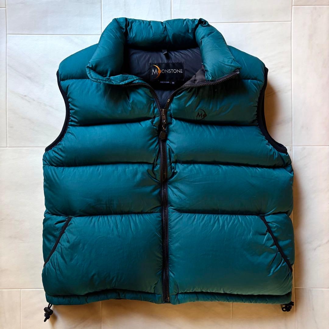 【良カラー】 ムーンストーン ジップアップダウンベスト ピーコックグリーン M