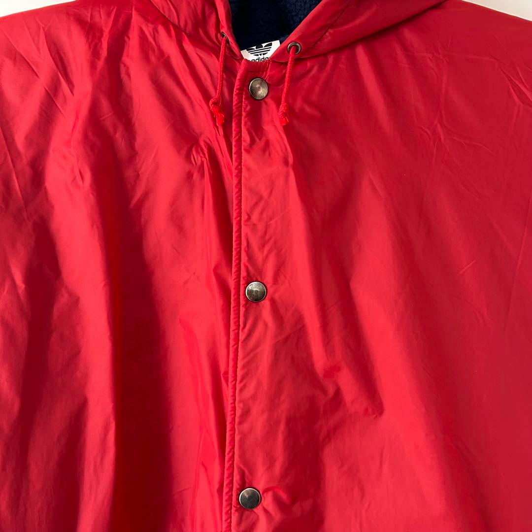 80s 90s adidas アディダス　フード付きベンチコート 赤 レッド