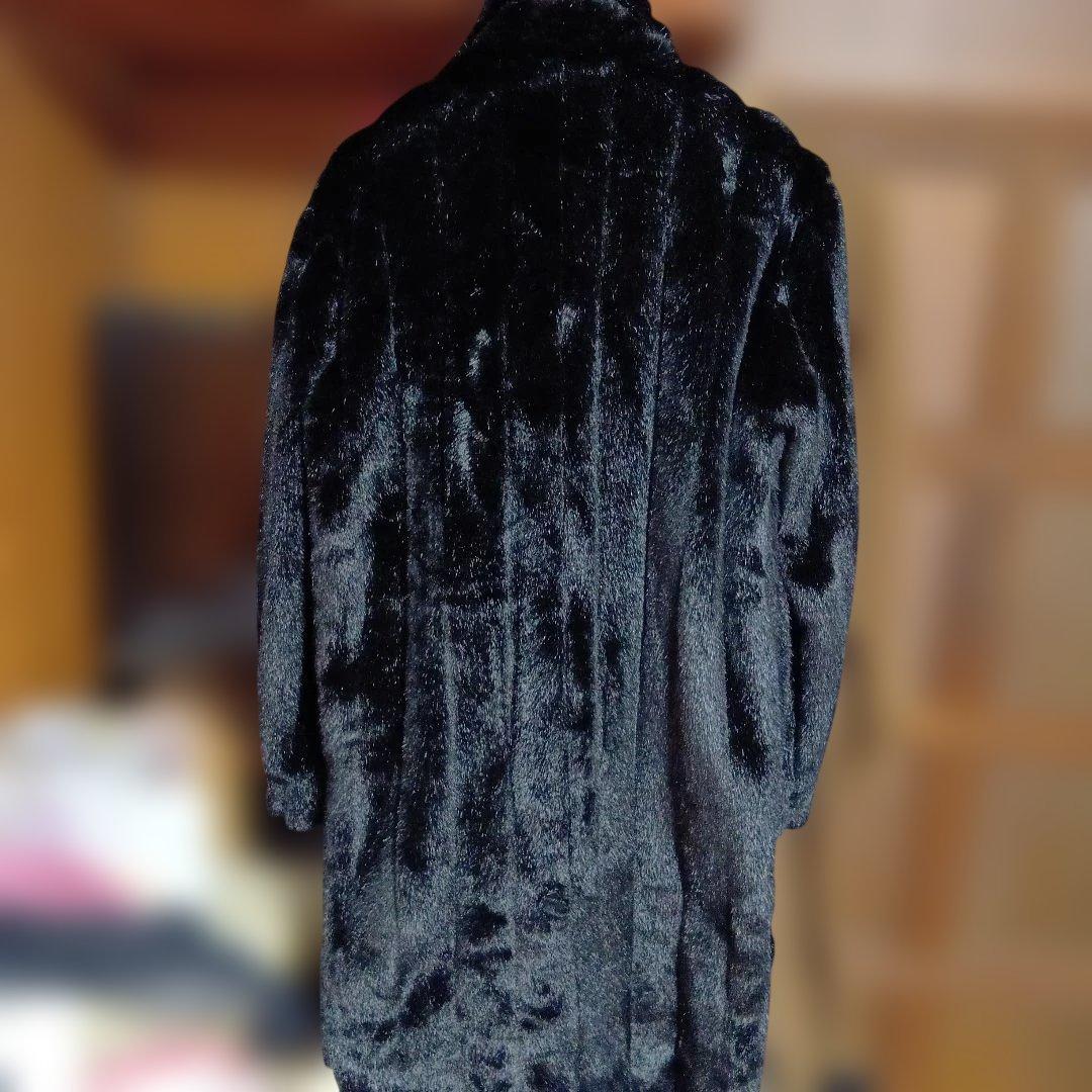 タイムセールルガラージュフェイクファーメンズコートロングＬ定価50000円黒