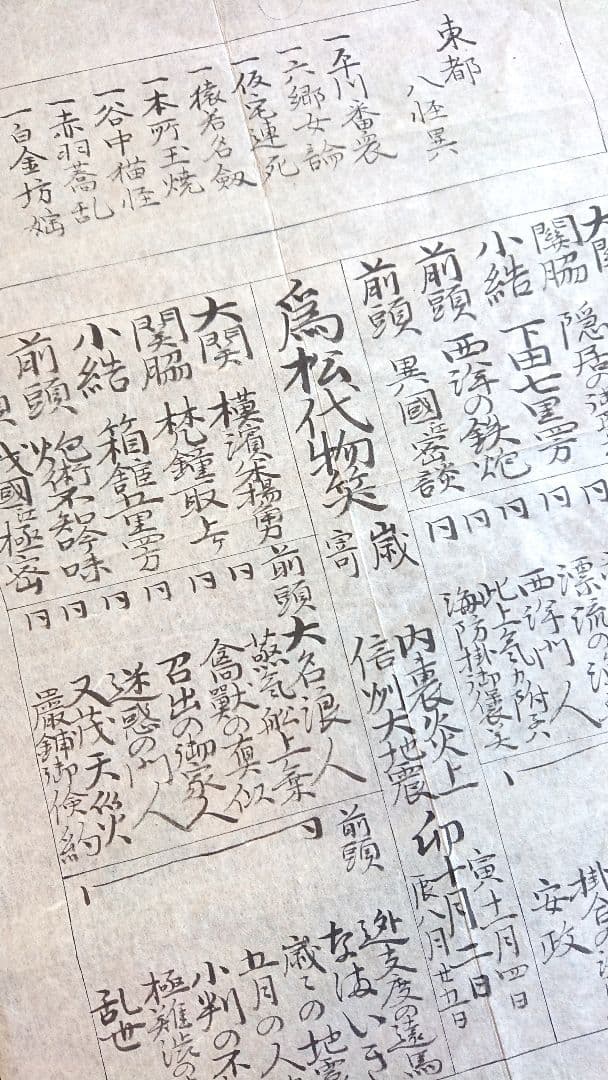 安政年間「黒船来航風刺番付」幕末 明治維新 江戸時代史料 瓦版 和本 古文書