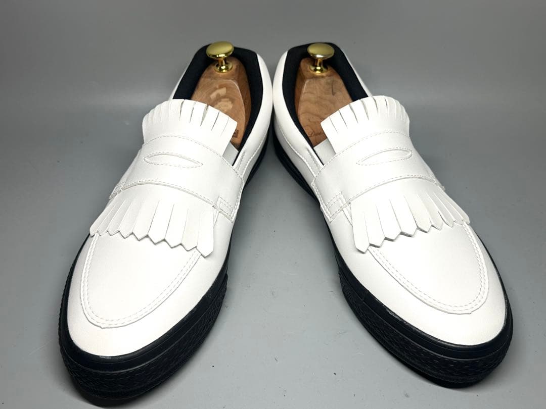 新品 28cm タッセルローファー ゴルフ スニーカー コンバース 白