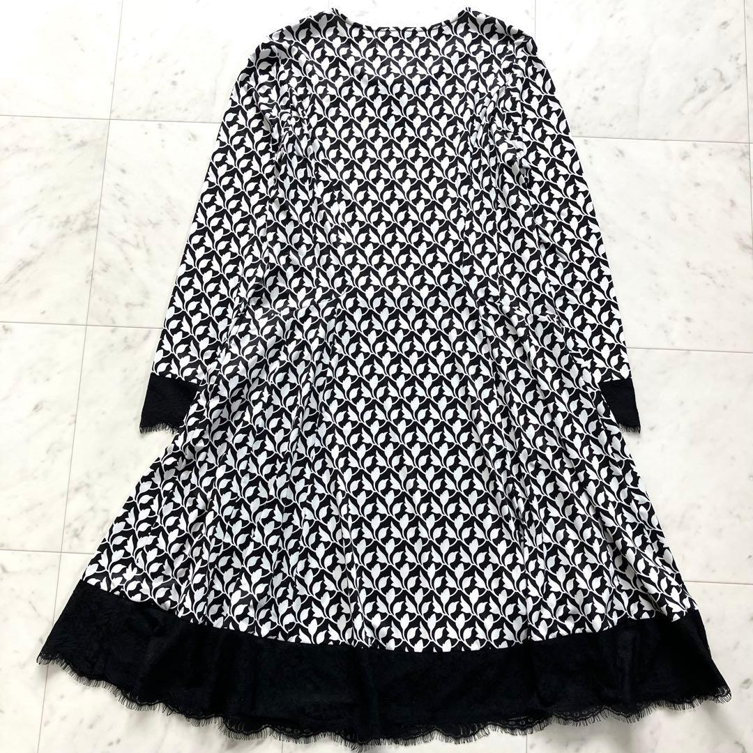 美品 スーパービューティ44 ワンピース 総柄 レース 黒