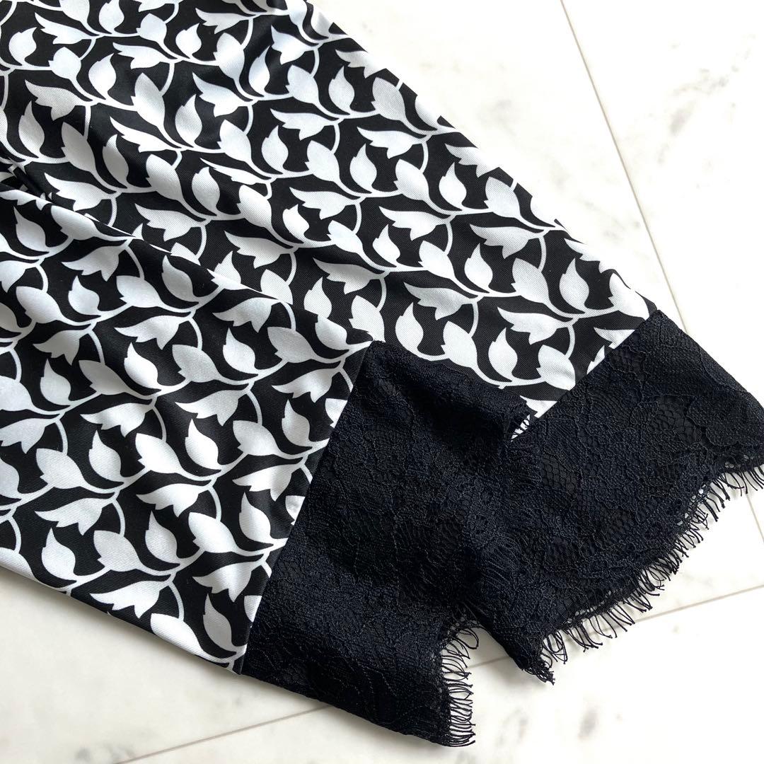 美品 スーパービューティ44 ワンピース 総柄 レース 黒