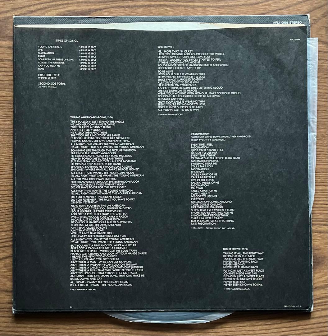 デヴィッド・ボウイ　Young Americans MAINMAN RCA