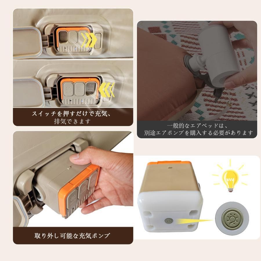 2024リニューアル エアーベッド 電動エアーマットダブル 電動ポンプ 25c