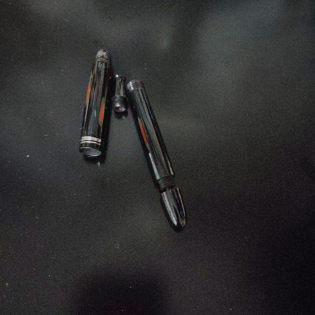 昭和レトロ　変り塗　万年筆　アンティーク　レトロ　インク止め式万年筆　黒漆　根来