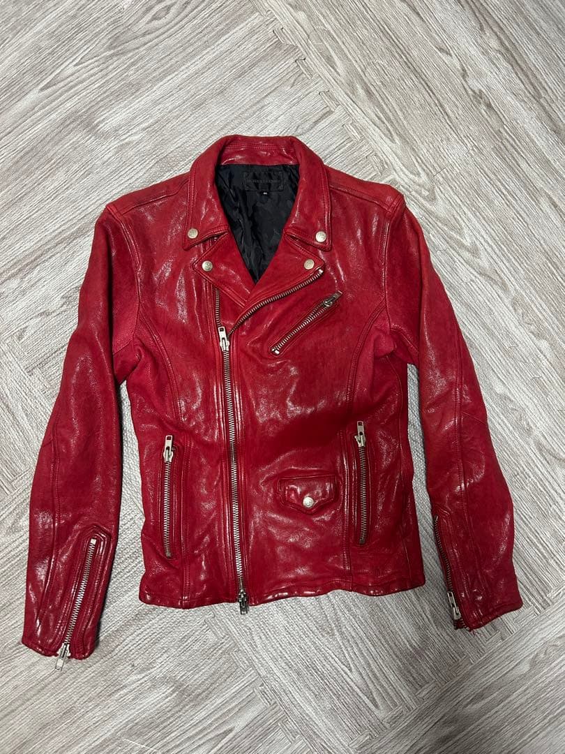 MURDER LICENSE 本革 レザージャケット ダブルライダース 赤 46
