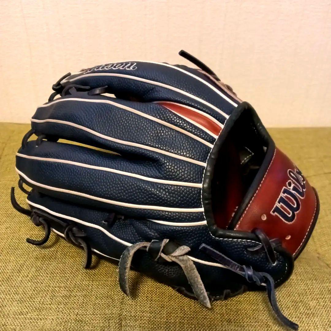 ■美品 湯もみ型付■ウィルソン DUAL オールラウンド グローブ 軟式グラブ