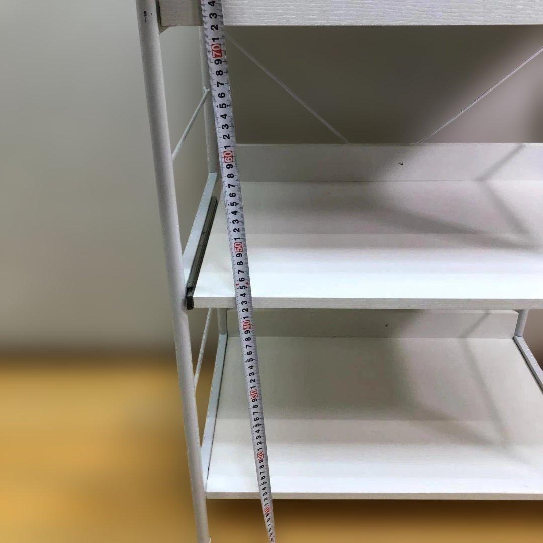 【送料無料】レンジ台 引き出し付き ホワイト 棚 収納ラック 88314