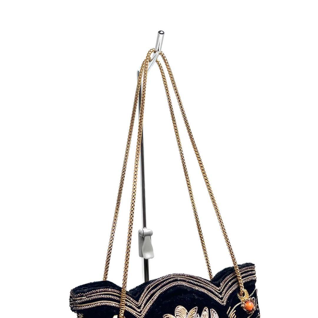 【美品】Lumy はしもと ルミー/ビーズ・天然石・ザリ刺繍 /ビーズバッグ