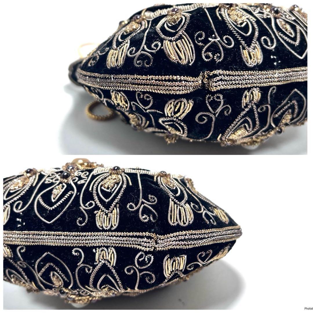 【美品】Lumy はしもと ルミー/ビーズ・天然石・ザリ刺繍 /ビーズバッグ