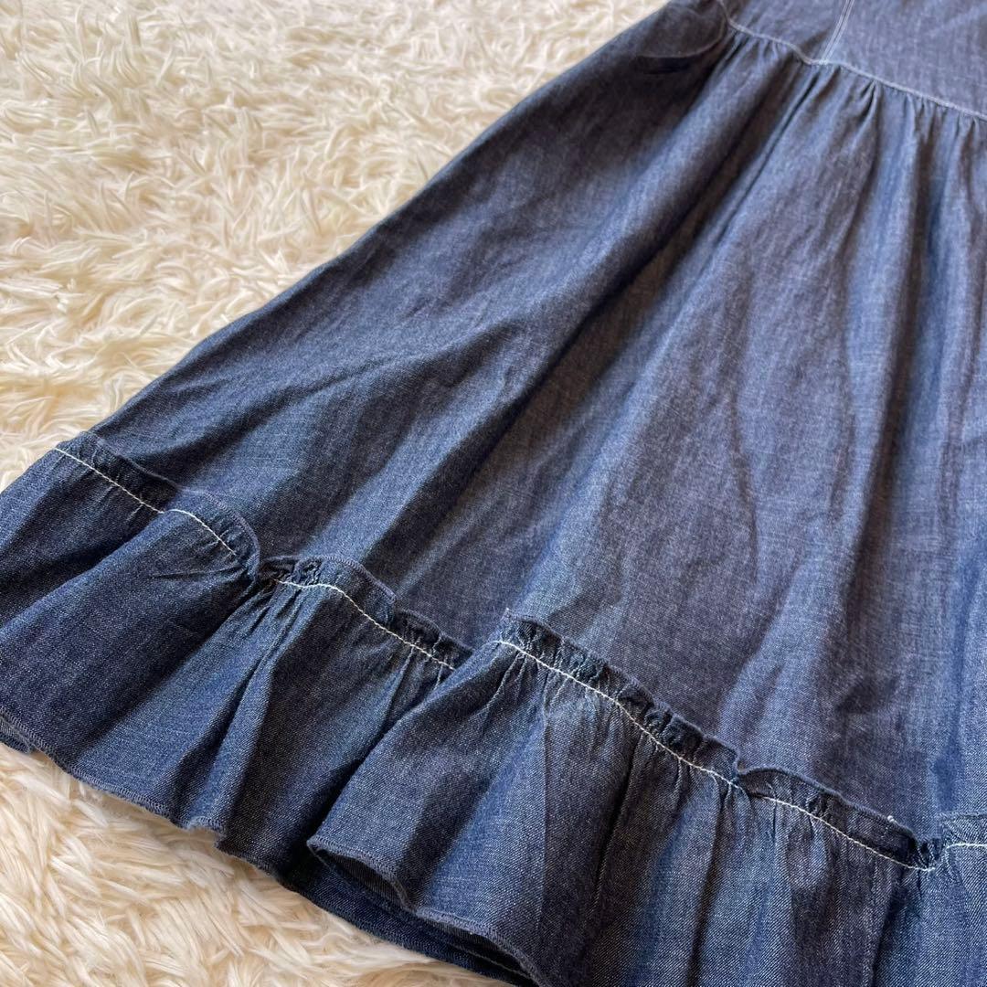 M'S GRACY ウォッシャブル デニム フリル ワンピース ブルー 38