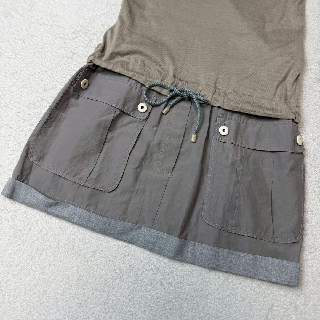 希少✨ブルネロクチネリ コットンシルクリネン ツートンポケットワンピース L相当