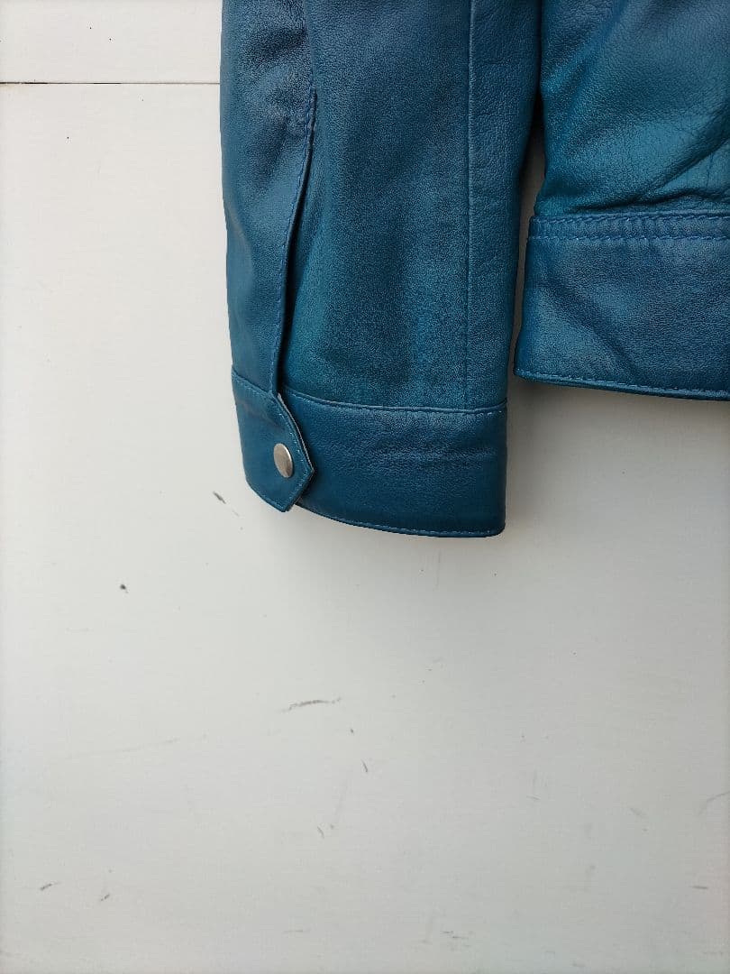 希少色　identity レザージャケット　羊革　青ブルー　　　L