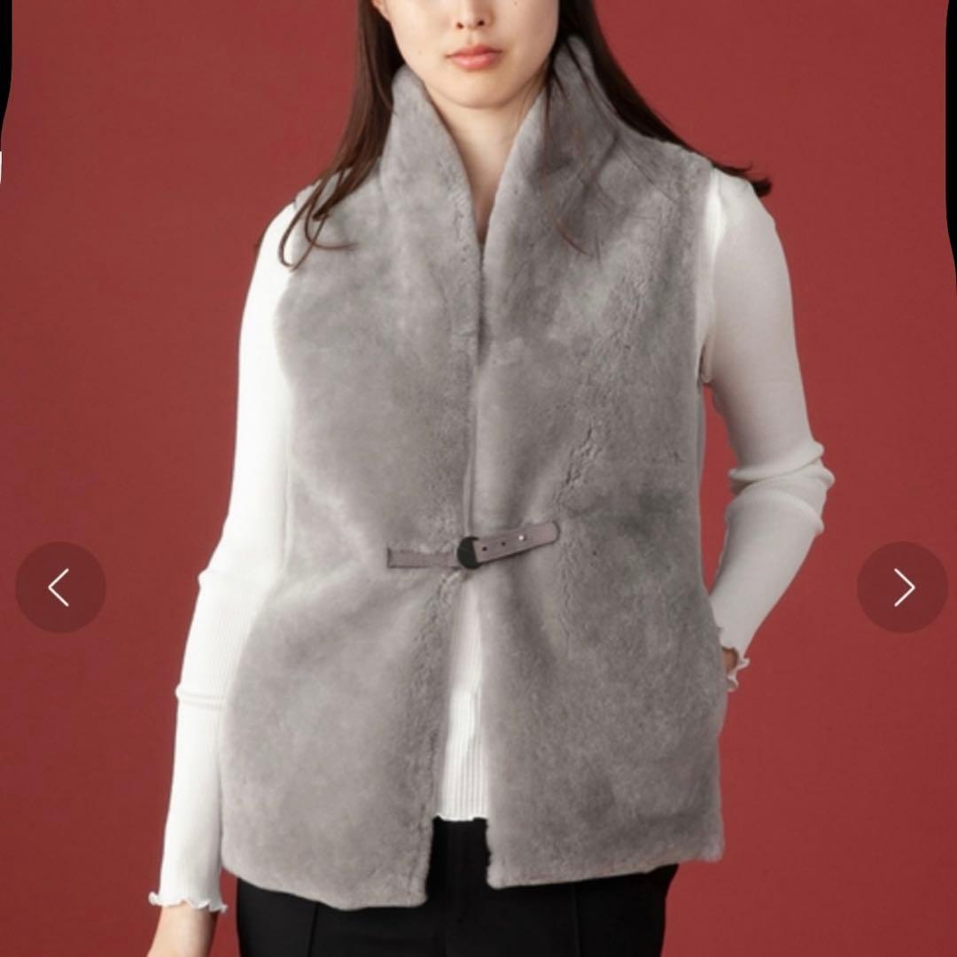 Sov. ダブスタ リアル ムートン ダンボールニットベスト 羊革 ジレ 36