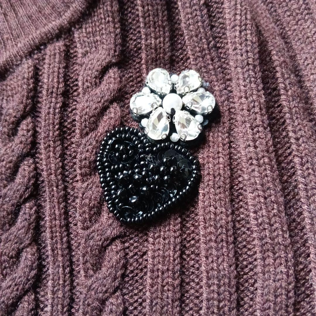 シフォンスカート　パフスリーブ　ドッキングワンピース　44 焦げ茶