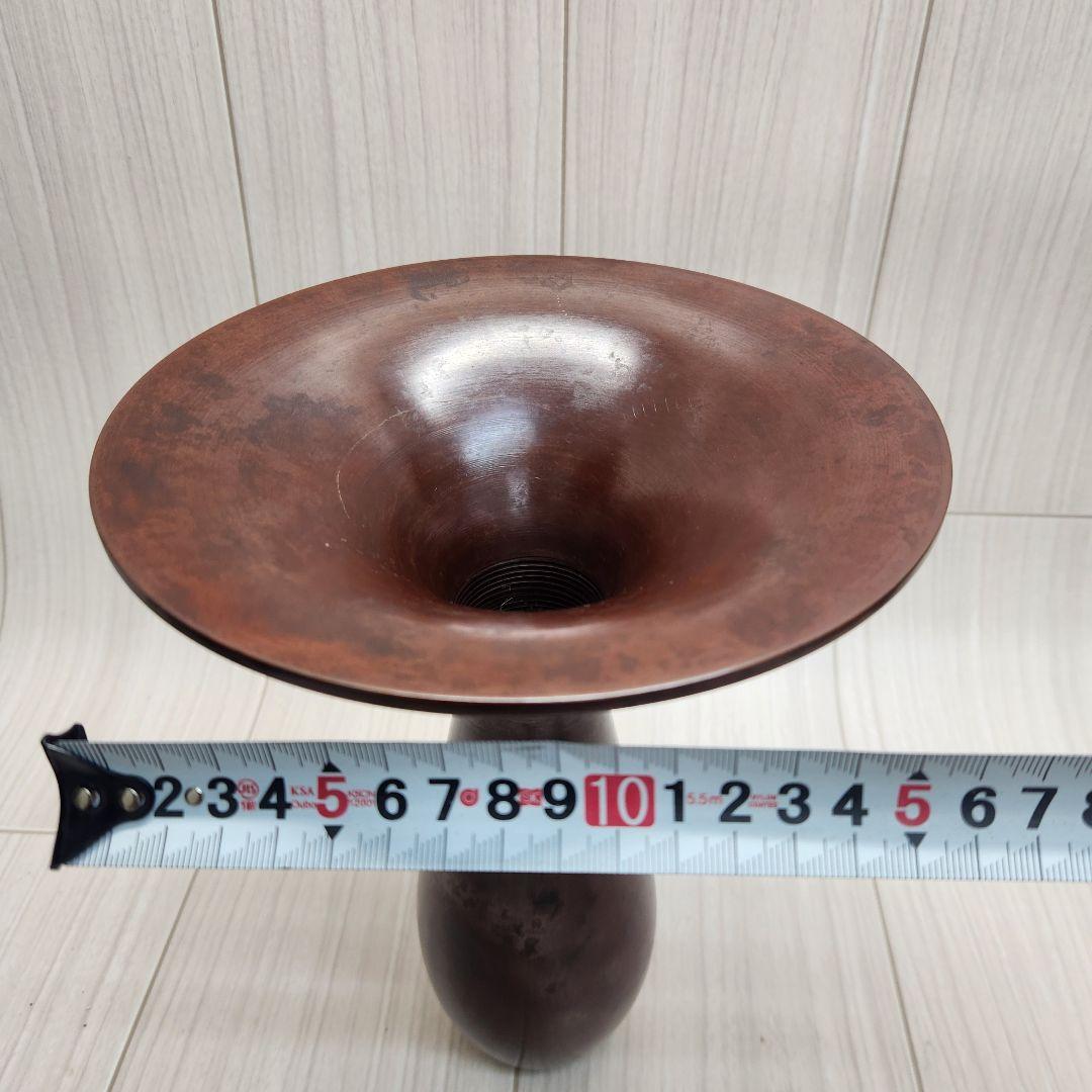 茶色い銅製フラスコ型花瓶 元箱付き