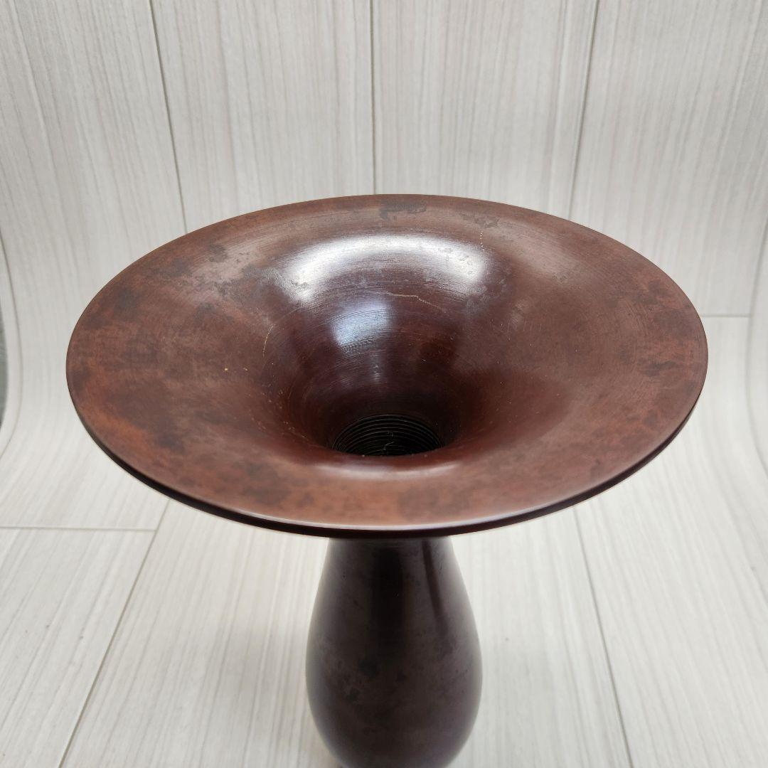 茶色い銅製フラスコ型花瓶 元箱付き