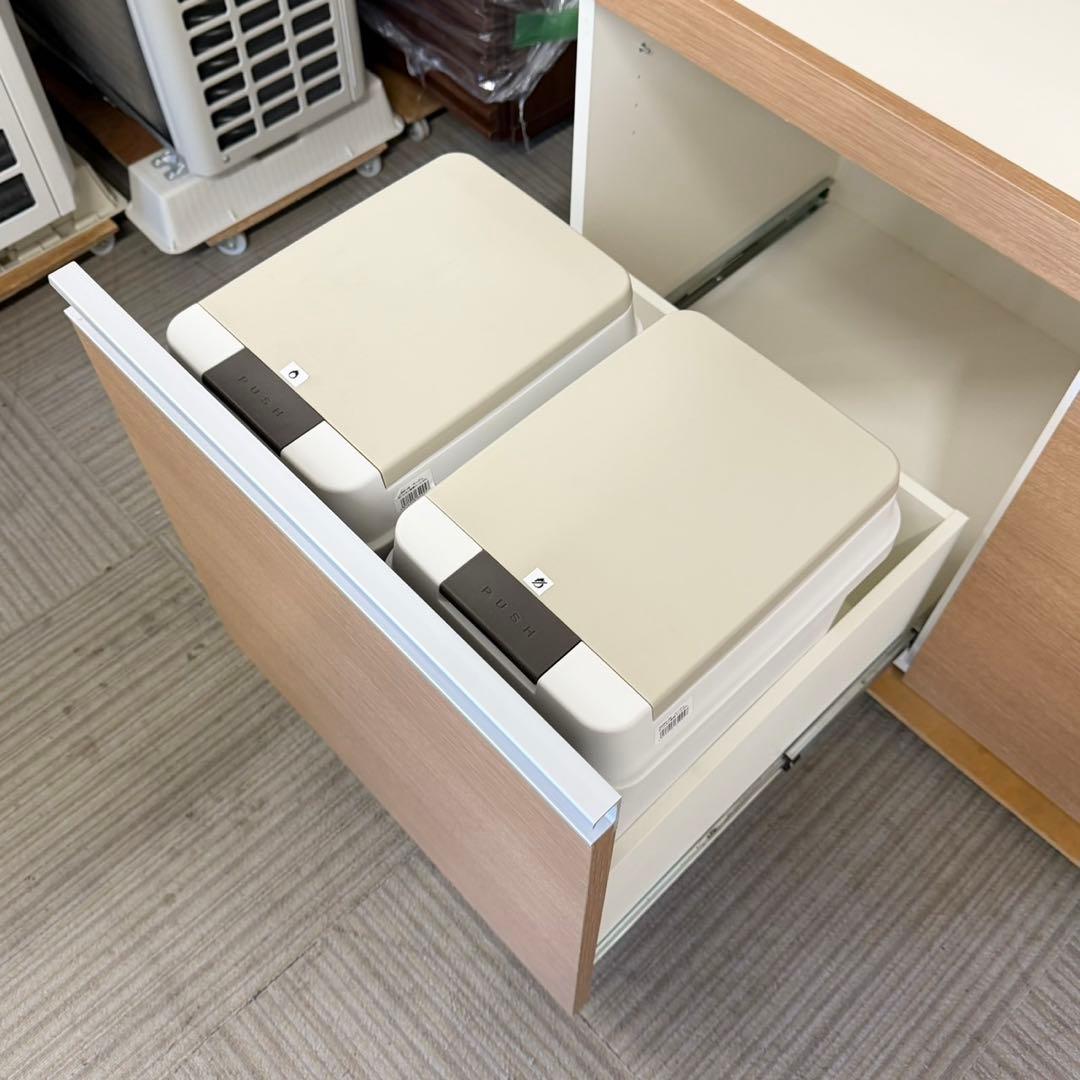 高級♪ パモウナ 120cm幅キッチンボード 食器棚 木目調ナチュラルブラウン