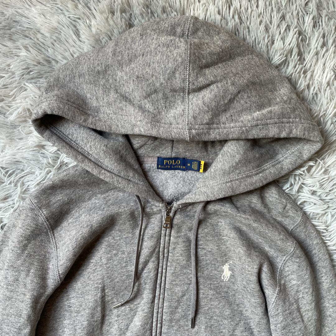ポロ ラルフローレン ジップパーカー M グレー 裏起毛 ワンポイントロゴ