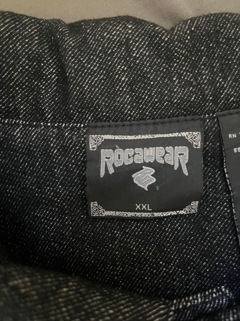 ROCAWEAR デニムジャケット 刺繍ロゴ ロカウェア 黒系 XXL b系
