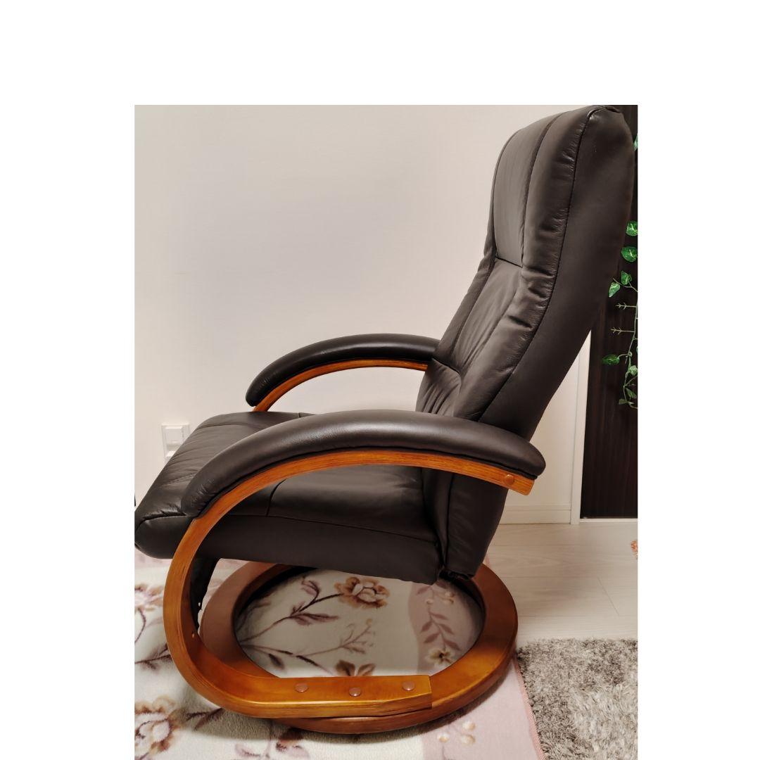 リクライニング　1人掛けソファ 回転式　オットマン付き