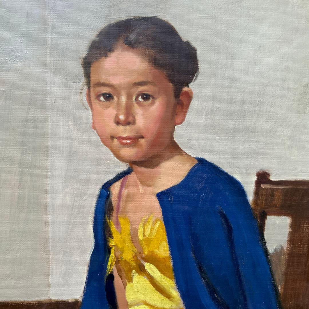 絵画　油彩画　少女　山岸正巳　「小さなバレリーナ坐像」