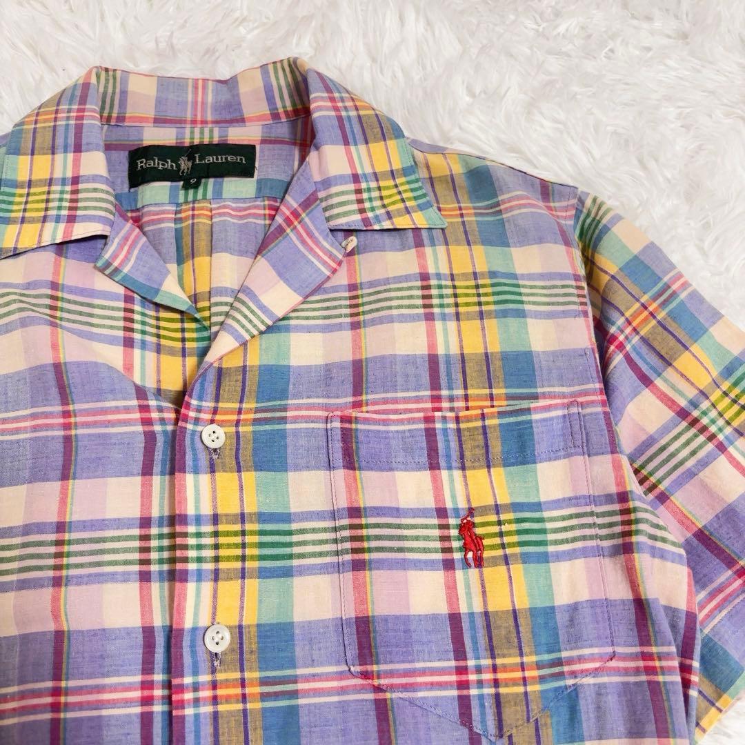 ラルフローレン マドラスチェック シャツワンピース 半袖 ベルト付き カラフル