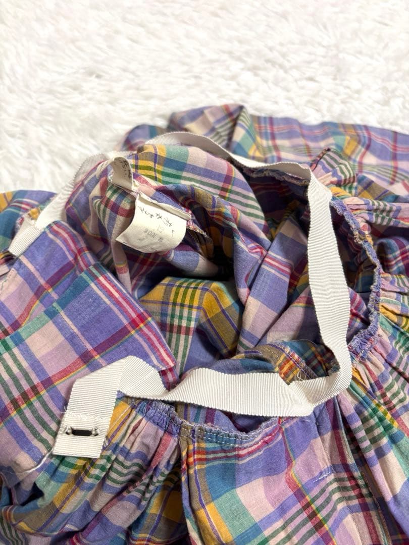 ラルフローレン マドラスチェック シャツワンピース 半袖 ベルト付き カラフル