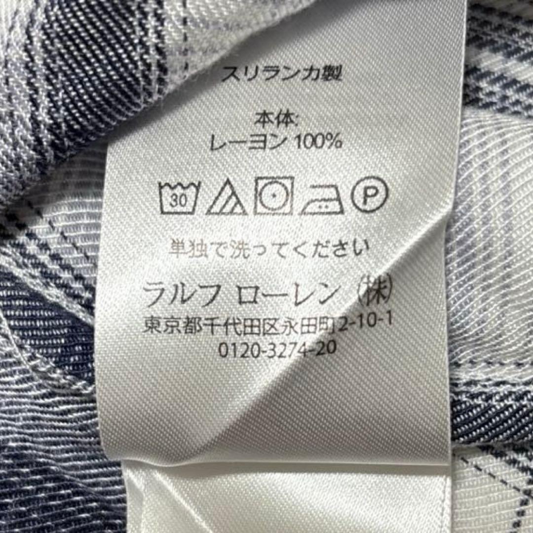 美品✨ローレンラルフローレン シャツワンピース　オンブレチェック リボン