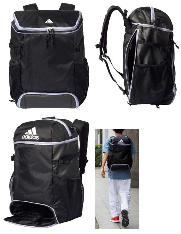 @アディダスサッカーボール用　デイパックボールバック リュック　 黒色×シルバー